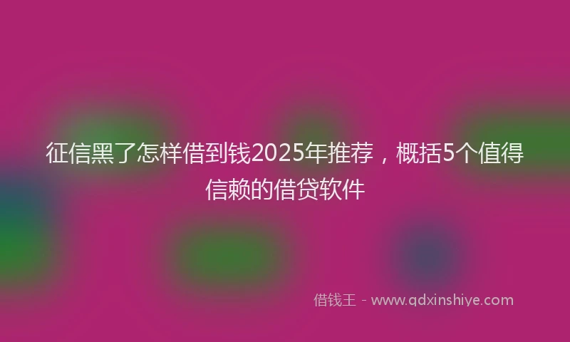 征信黑了怎样借到钱2025年推荐，概括5个值得信赖的借贷软件