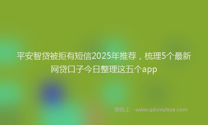 平安智贷被拒有短信2025年推荐，梳理5个最新网贷口子今日整理这五个app