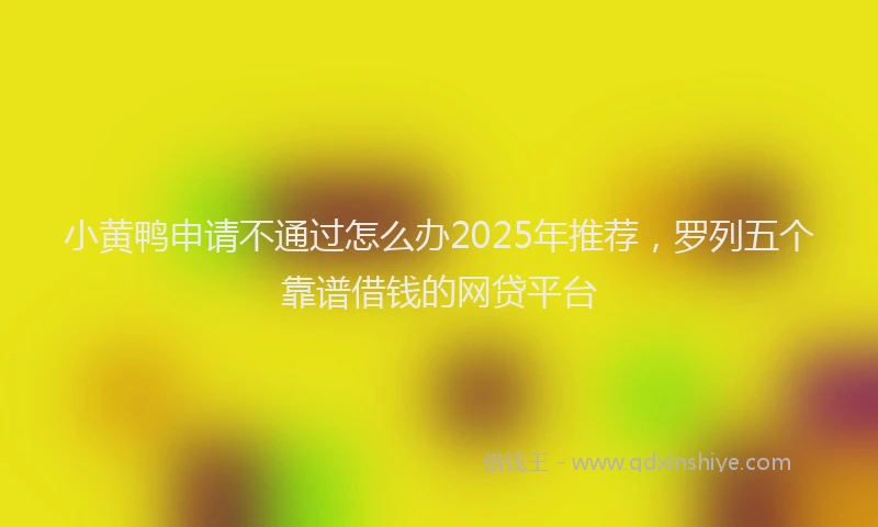 小黄鸭申请不通过怎么办2025年推荐，罗列五个靠谱借钱的网贷平台