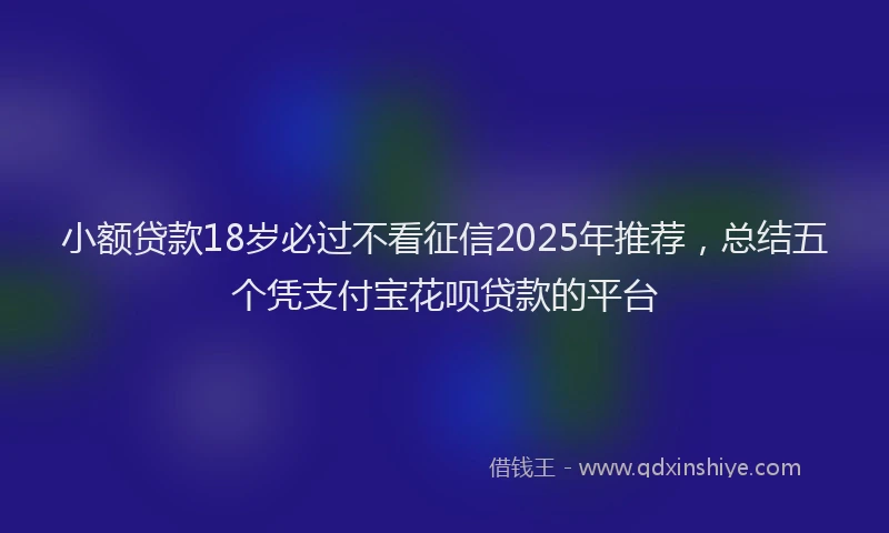 小额贷款18岁必过不看征信2025年推荐，总结五个凭支付宝花呗贷款的平台