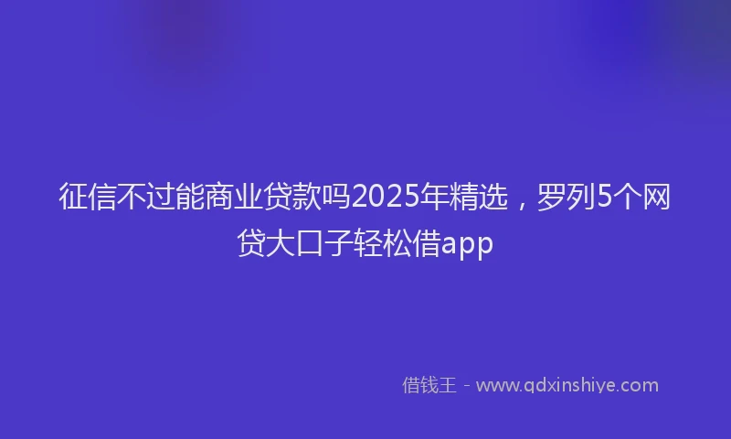 征信不过能商业贷款吗2025年精选，罗列5个网贷大口子轻松借app