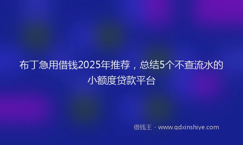 布丁急用借钱2025年推荐，总结5个不查流水的小额度贷款平台