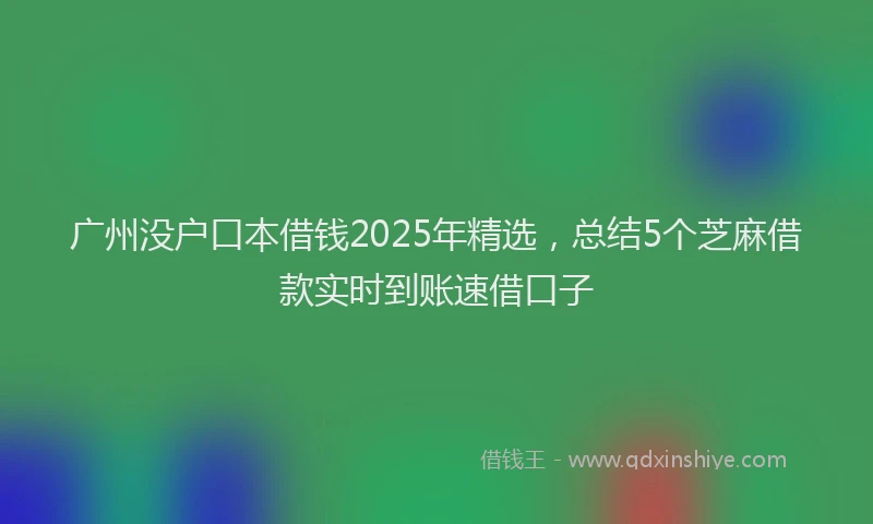 广州没户口本借钱2025年精选，总结5个芝麻借款实时到账速借口子
