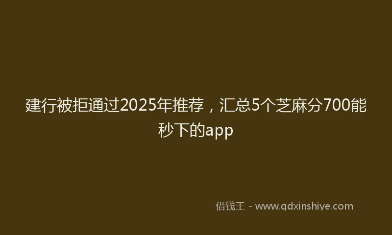 建行被拒通过2025年推荐，汇总5个芝麻分700能秒下的app