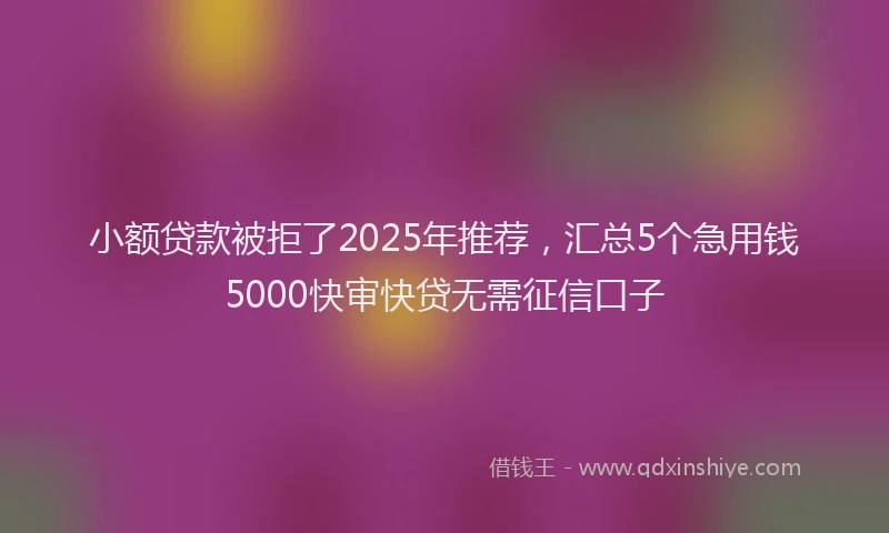 小额贷款被拒了2025年推荐，汇总5个急用钱5000快审快贷无需征信口子
