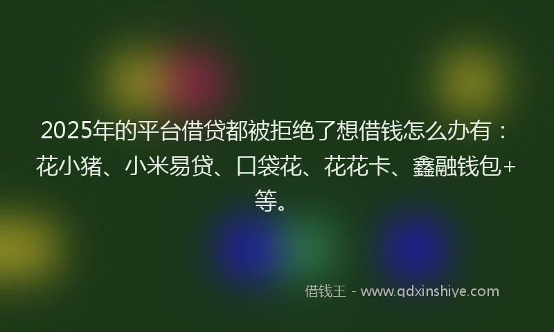 2025年的平台借贷都被拒绝了想借钱怎么办有：花小猪、小米易贷、口袋花、花花卡、鑫融钱包+等。