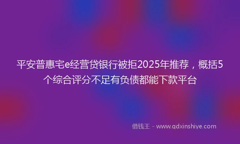 平安普惠宅e经营贷银行被拒2025年推荐，概括5个综合评分不足有负债都能下款平台