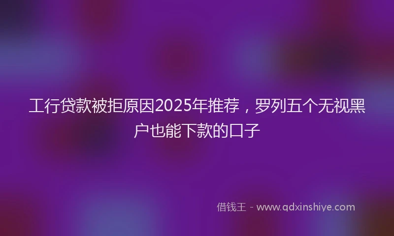 工行贷款被拒原因2025年推荐，罗列五个无视黑户也能下款的口子