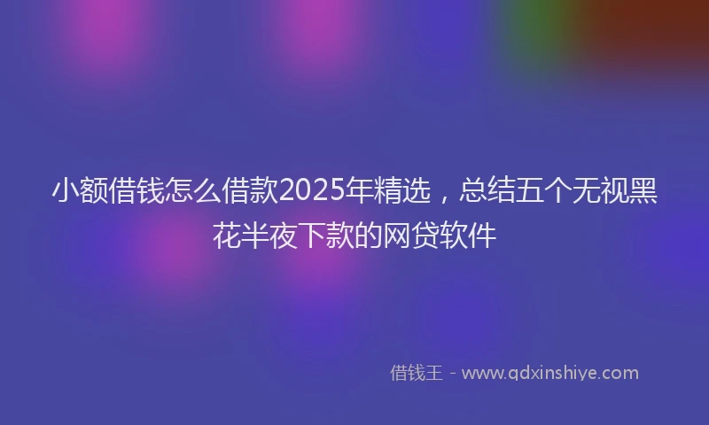 小额借钱怎么借款2025年精选，总结五个无视黑花半夜下款的网贷软件
