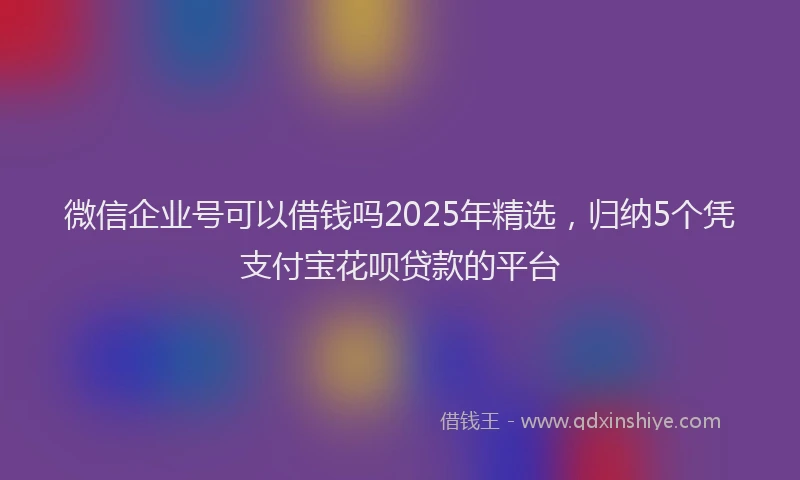 微信企业号可以借钱吗2025年精选，归纳5个凭支付宝花呗贷款的平台
