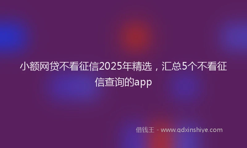 小额网贷不看征信2025年精选，汇总5个不看征信查询的app