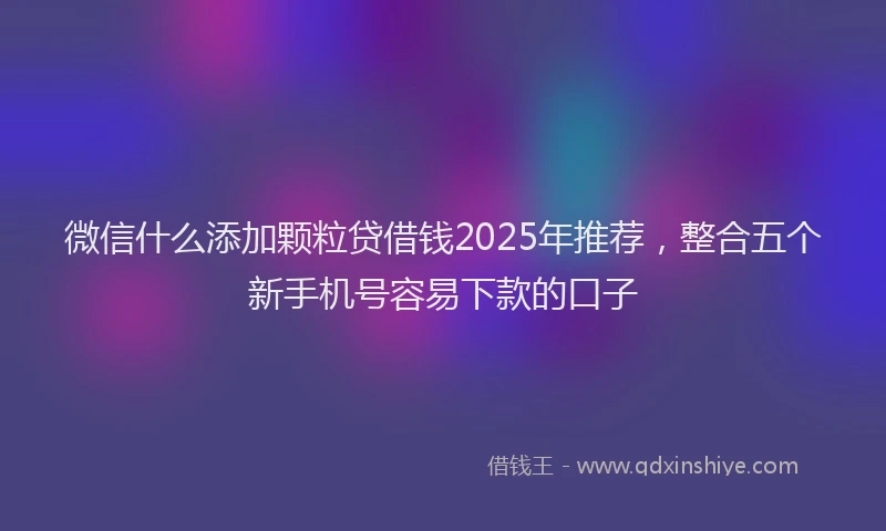微信什么添加颗粒贷借钱2025年推荐，整合五个新手机号容易下款的口子
