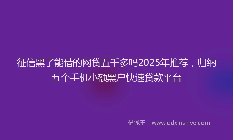 征信黑了能借的网贷五千多吗2025年推荐，归纳五个手机小额黑户快速贷款平台