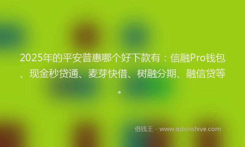 2025年的平安普惠哪个好下款有：信融Pro钱包、现金秒贷通、麦芽快借、树融分期、融信贷等。