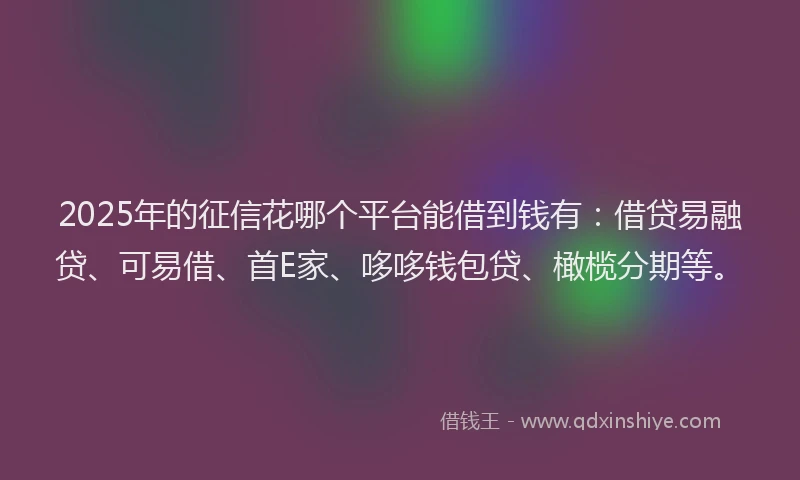 2025年的征信花哪个平台能借到钱有：借贷易融贷、可易借、首E家、哆哆钱包贷、橄榄分期等。