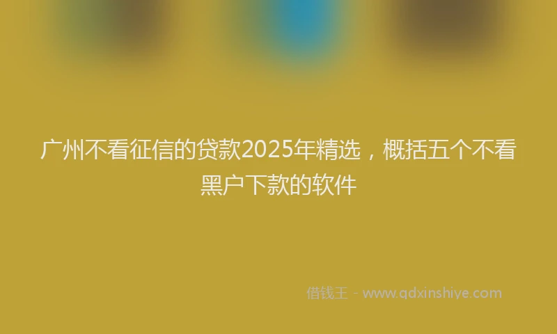 广州不看征信的贷款2025年精选，概括五个不看黑户下款的软件