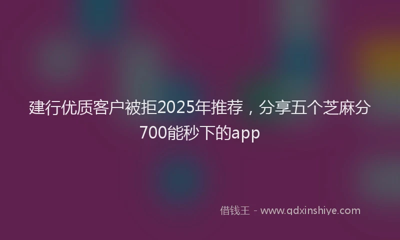 建行优质客户被拒2025年推荐，分享五个芝麻分700能秒下的app