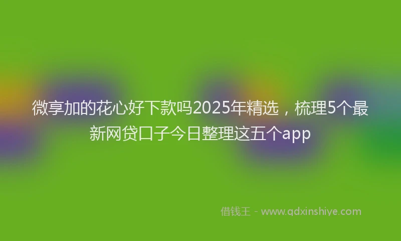 微享加的花心好下款吗2025年精选，梳理5个最新网贷口子今日整理这五个app