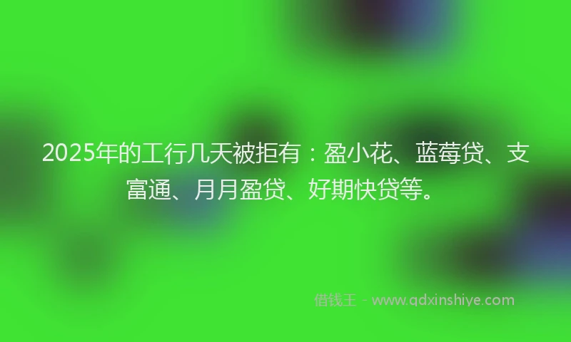 2025年的工行几天被拒有：盈小花、蓝莓贷、支富通、月月盈贷、好期快贷等。