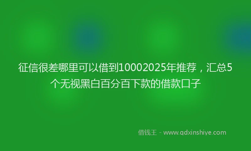 征信很差哪里可以借到10002025年推荐，汇总5个无视黑白百分百下款的借款口子