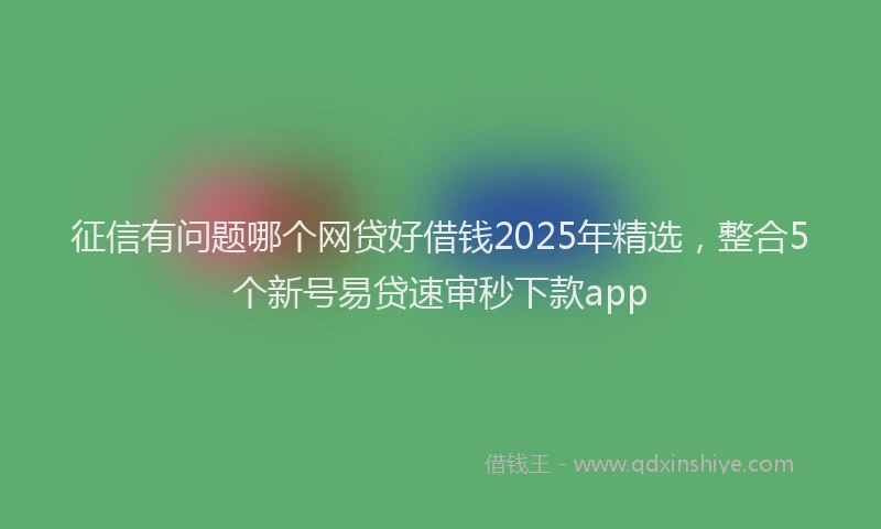 征信有问题哪个网贷好借钱2025年精选，整合5个新号易贷速审秒下款app