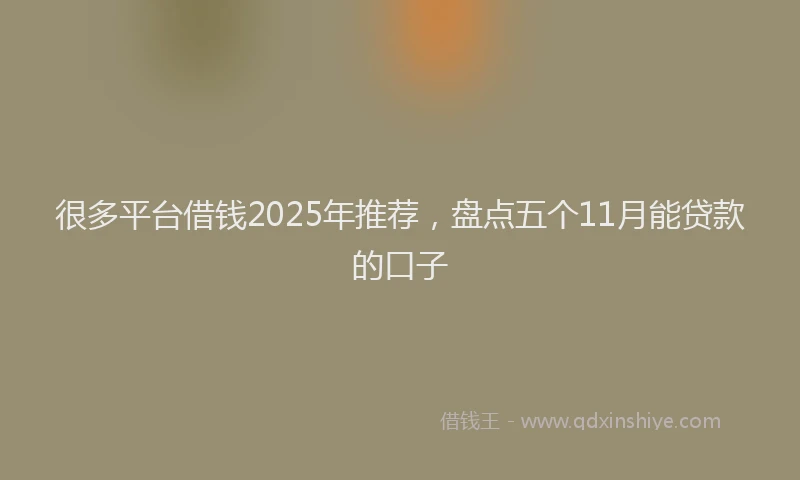 很多平台借钱2025年推荐，盘点五个11月能贷款的口子
