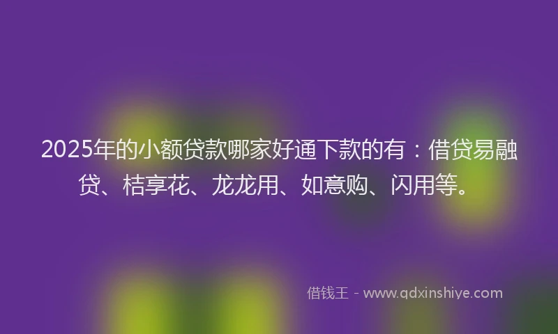 2025年的小额贷款哪家好通下款的有：借贷易融贷、桔享花、龙龙用、如意购、闪用等。