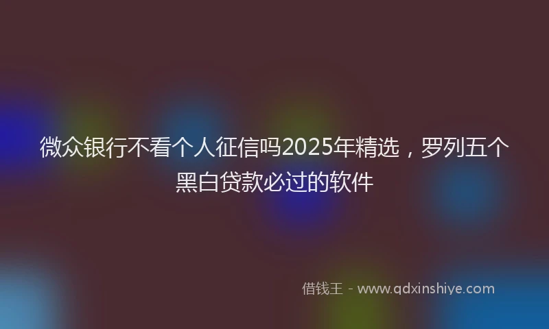 微众银行不看个人征信吗2025年精选，罗列五个黑白贷款必过的软件