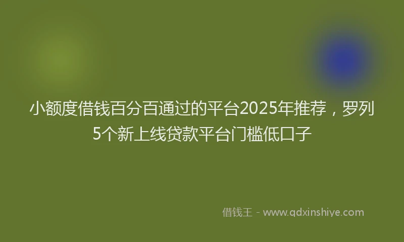 小额度借钱百分百通过的平台2025年推荐，罗列5个新上线贷款平台门槛低口子