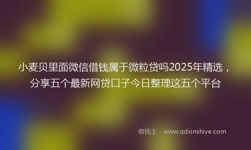 小麦贝里面微信借钱属于微粒贷吗2025年精选，分享五个最新网贷口子今日整理这五个平台