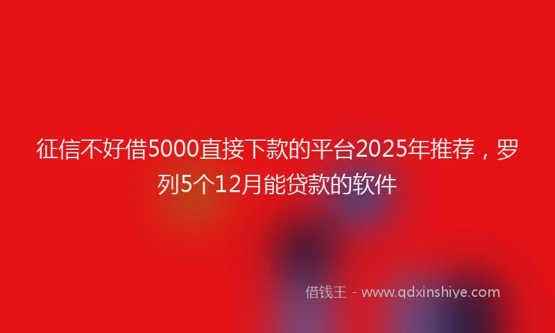 征信不好借5000直接下款的平台2025年推荐，罗列5个12月能贷款的软件