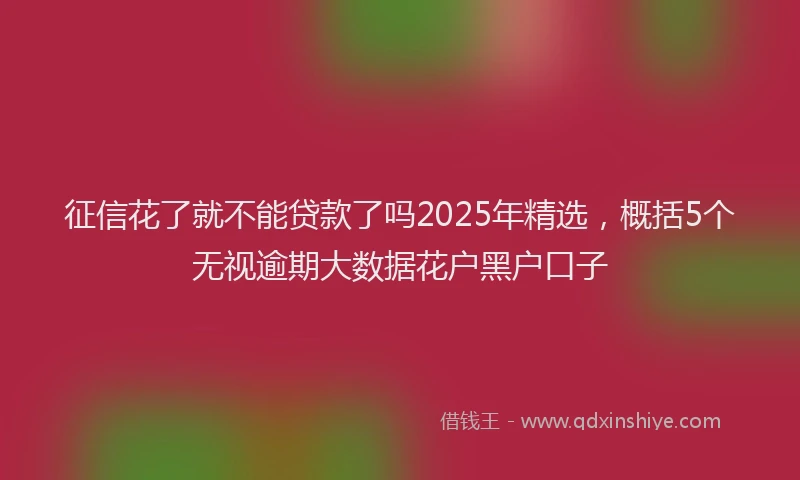 征信花了就不能贷款了吗2025年精选，概括5个无视逾期大数据花户黑户口子
