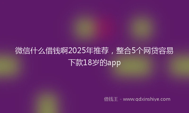 微信什么借钱啊2025年推荐，整合5个网贷容易下款18岁的app