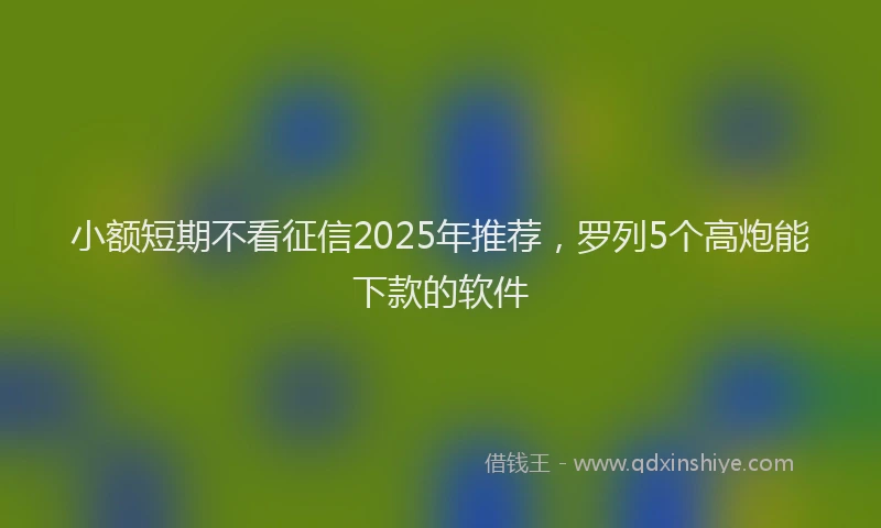 小额短期不看征信2025年推荐，罗列5个高炮能下款的软件