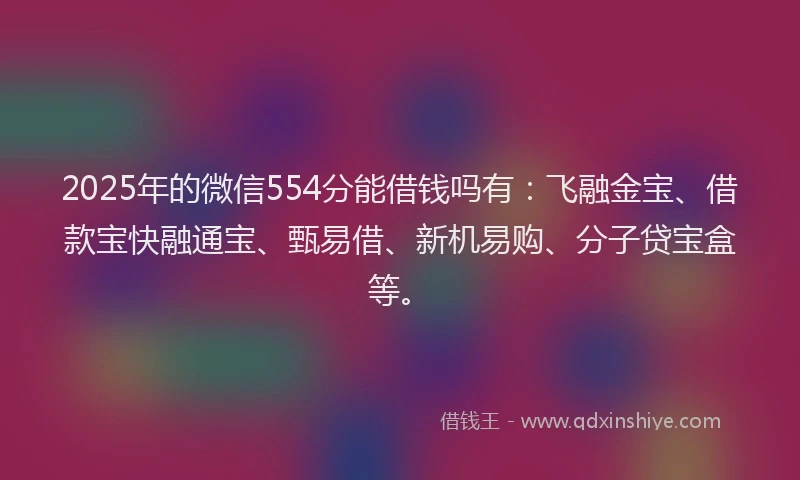 2025年的微信554分能借钱吗有：飞融金宝、借款宝快融通宝、甄易借、新机易购、分子贷宝盒等。
