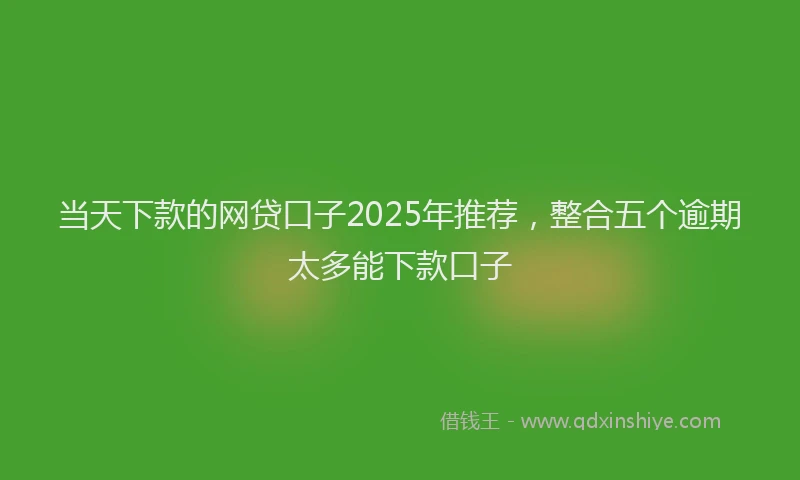当天下款的网贷口子2025年推荐，整合五个逾期太多能下款口子