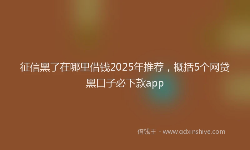 征信黑了在哪里借钱2025年推荐，概括5个网贷黑口子必下款app