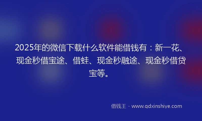 2025年的微信下载什么软件能借钱有：新一花、现金秒借宝途、借蛙、现金秒融途、现金秒借贷宝等。