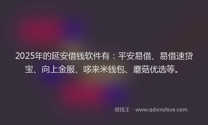 2025年的延安借钱软件有：平安易借、易借速贷宝、向上金服、哆来米钱包、蘑菇优选等。