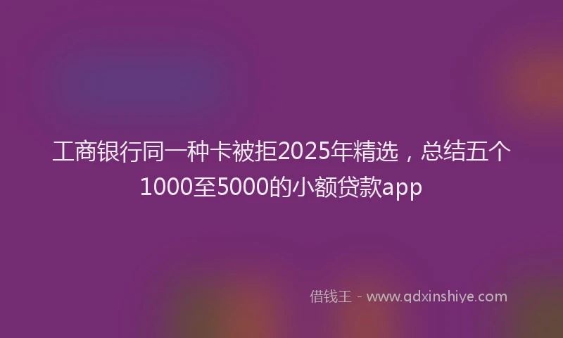 工商银行同一种卡被拒2025年精选，总结五个1000至5000的小额贷款app