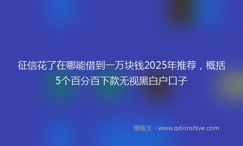 征信花了在哪能借到一万块钱2025年推荐，概括5个百分百下款无视黑白户口子
