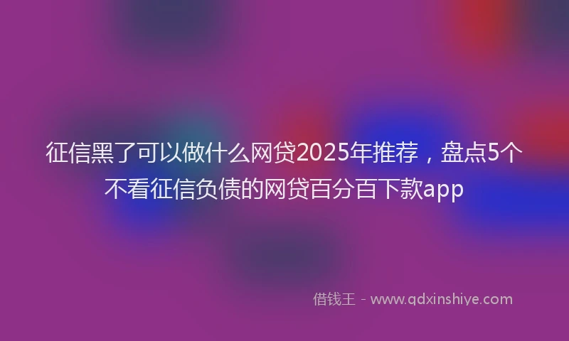 征信黑了可以做什么网贷2025年推荐，盘点5个不看征信负债的网贷百分百下款app