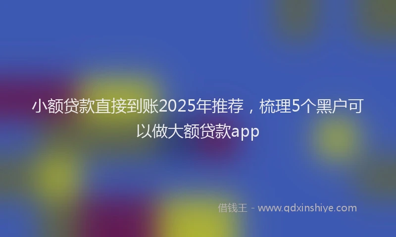 小额贷款直接到账2025年推荐，梳理5个黑户可以做大额贷款app