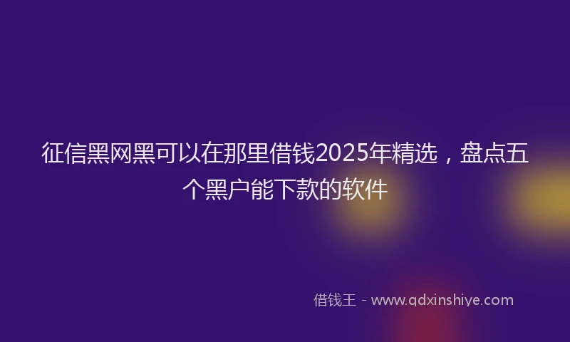 征信黑网黑可以在那里借钱2025年精选，盘点五个黑户能下款的软件