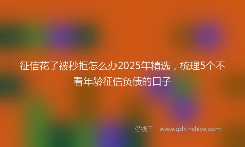 征信花了被秒拒怎么办2025年精选，梳理5个不看年龄征信负债的口子