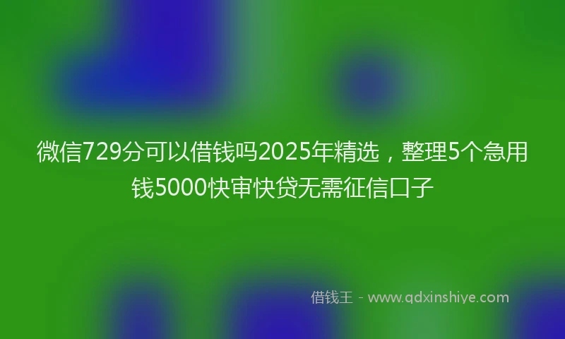微信729分可以借钱吗2025年精选，整理5个急用钱5000快审快贷无需征信口子