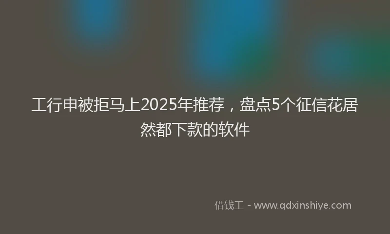 工行申被拒马上2025年推荐，盘点5个征信花居然都下款的软件