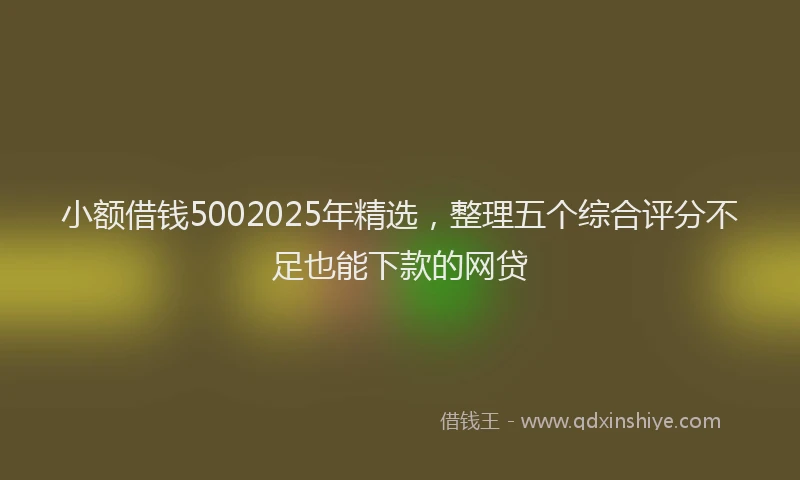 小额借钱5002025年精选，整理五个综合评分不足也能下款的网贷