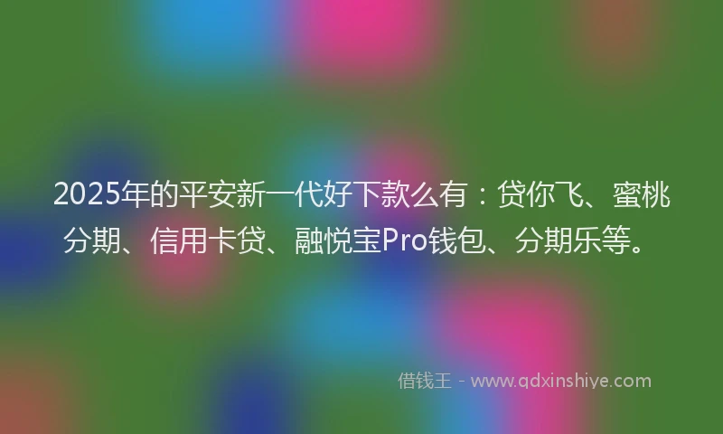 2025年的平安新一代好下款么有：贷你飞、蜜桃分期、信用卡贷、融悦宝Pro钱包、分期乐等。