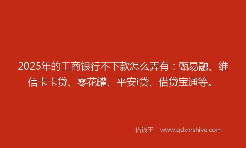 2025年的工商银行不下款怎么弄有：甄易融、维信卡卡贷、零花罐、平安i贷、借贷宝通等。